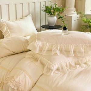 French embroidered lace double-layer lace skirt fantasy yarn four-piece bedding set