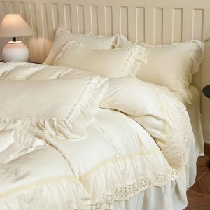 French embroidered lace double-layer lace skirt fantasy yarn four-piece bedding set