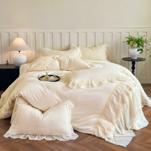 French embroidered lace double-layer lace skirt fantasy yarn four-piece bedding set