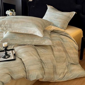 Class A 100 cotton digital printing four-piece set active sanded light luxury simple floral bed sheet three-piece set