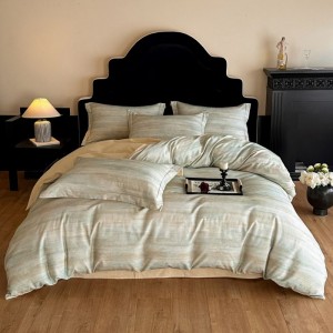 Class A 100 cotton digital printing four-piece set active sanded light luxury simple floral bed sheet three-piece set