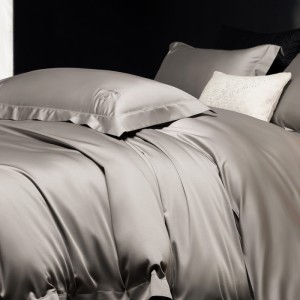 2025 new 100s double-stranded cotton gray four-piece bed sheets luxury embroidery bedding set