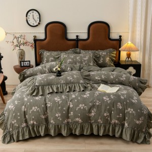 New autumn/winter thickened 130g high-weight repeating antique-style raw linen and linen four-piece set