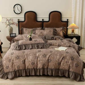 New autumn/winter thickened 130g high-weight repeating antique-style raw linen and linen four-piece set