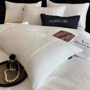 White new simple pure cotton satin jacquard duvet comforter cover four-piece bed sheets bedding set