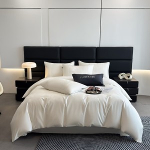 White new simple pure cotton satin jacquard duvet comforter cover four-piece bed sheets bedding set