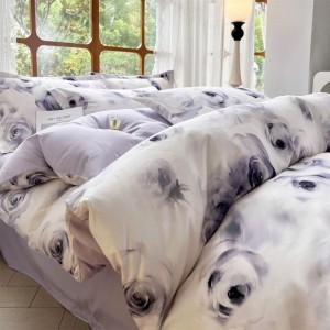 2025 new reactive digital printing duvet cover microfiber three-piece set double four-piece bedding set