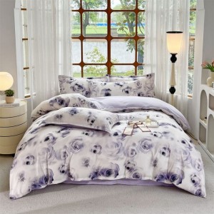 2025 new reactive digital printing duvet cover microfiber three-piece set double four-piece bedding set