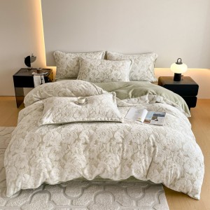 High-weight milk velvet three-dimensional skin-friendly embossed carved four-piece set