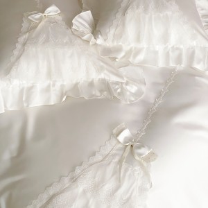 Long-staple cotton craft embroidery quilt cover white four-piece queen king bedding set