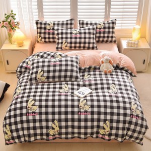 Kapok-printed pure cotton hollow lace four-piece bed set