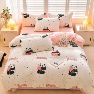 Kapok-printed pure cotton hollow lace four-piece bed set