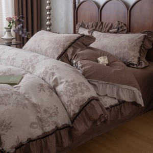 A-type thickened original linen retro style linen wrinkled double yarn washed cotton edge four-piece set