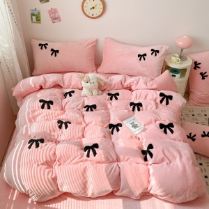 New, thickened high-weight towel-embroidered milk velvet four-piece set