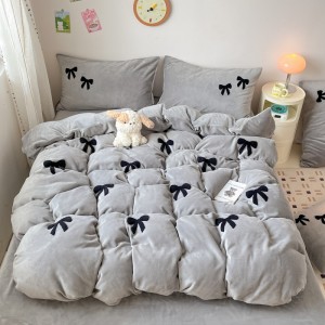 New, thickened high-weight towel-embroidered milk velvet four-piece set