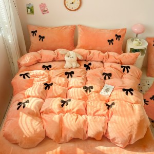 New, thickened high-weight towel-embroidered milk velvet four-piece set