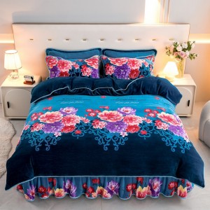 Extra Thick 8.5kg Milk Fleece and Mink Fleece Bed Skirt Set for Warmth