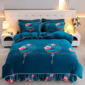 Extra Thick 8.5kg Milk Fleece and Mink Fleece Bed Skirt Set for Warmth