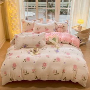 Exquisite new small-size milk velvet print four-piece set
