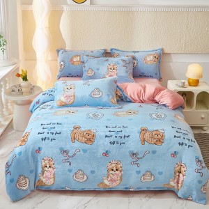 Exquisite new small-size milk velvet print four-piece set