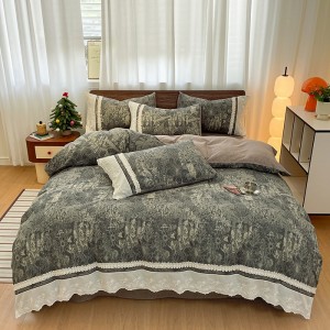 Repeating antique-style double-layer yarn craft lace four-piece set