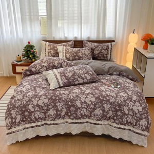 Repeating antique-style double-layer yarn craft lace four-piece set