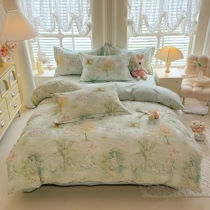 100% cotton digitally printed, eco-friendly brushed four-piece set