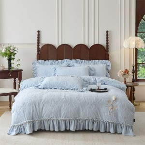 Thickened carved milk fleece four-piece bed sheet set