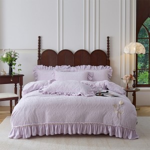 Thickened carved milk fleece four-piece bed sheet set
