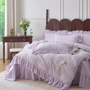 Thickened carved milk fleece four-piece bed sheet set
