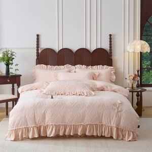 Thickened carved milk fleece four-piece bed sheet set