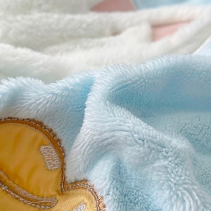 Exquisite and elegant cartoon appliqué embroidered milk plush four-piece set
