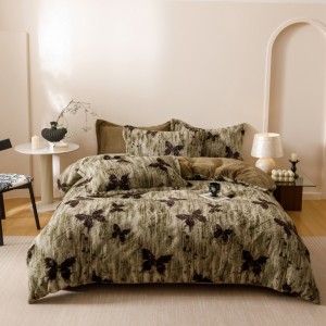 Exquisite Maillard rabbit fur ultra-soft and warm four-piece suit