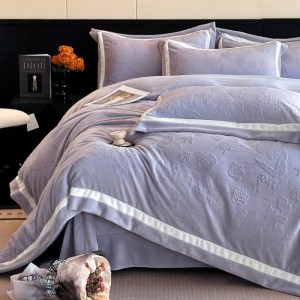 High Density Matte Double-Edge Carved Milk Fleece Four-Piece Set