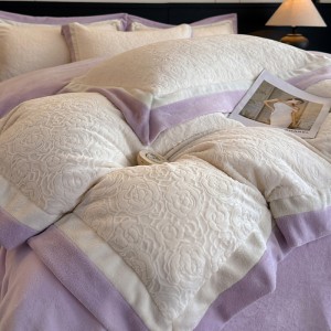 High Density Matte Double-Edge Carved Milk Fleece Four-Piece Set