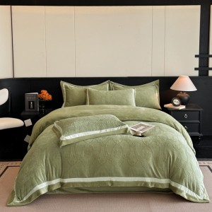 High Density Matte Double-Edge Carved Milk Fleece Four-Piece Set