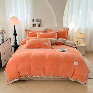 New high-weight solid-color milk velvet wide-brimmed crafted four-piece set