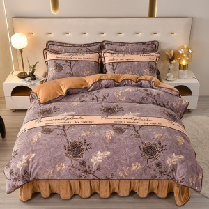 Thickened Milk Fleece Four-Piece Bed Skirt Set