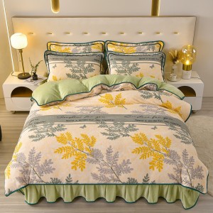 Thickened Milk Fleece Four-Piece Bed Skirt Set