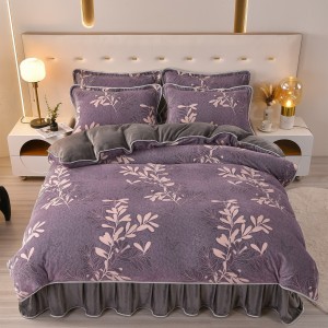 Thickened Milk Fleece Four-Piece Bed Skirt Set