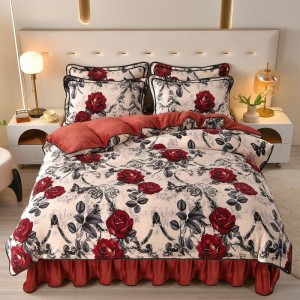 High Weight 8-9kg Printed Milk Fleece Four-Piece Set