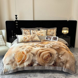 Elegant digitally printed milk velvet four-piece set
