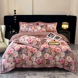 Elegant digitally printed milk velvet four-piece set