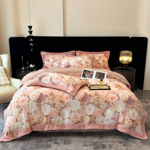 Elegant digitally printed milk velvet four-piece set