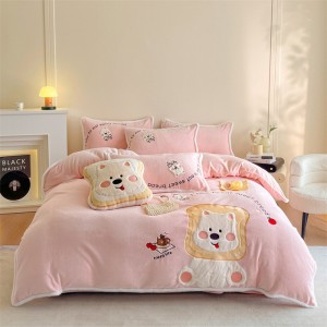 Matte embroidered appliqué milk fleece four-piece set