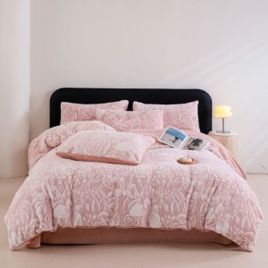 Home use 3D rabbit fur burnout four-piece set