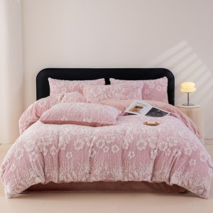 Home use 3D rabbit fur burnout four-piece set