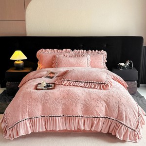 New lace carved milk velvet four-piece set