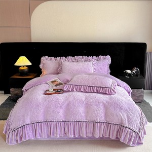 New lace carved milk velvet four-piece set
