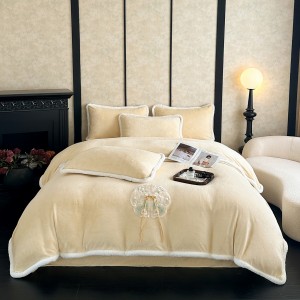 Rabbit fur edging Chinese embroidery four-piece set